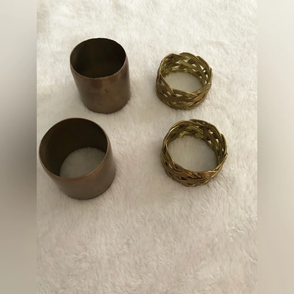 Vintage brass Woven Metal Napkin Rings Set of 4